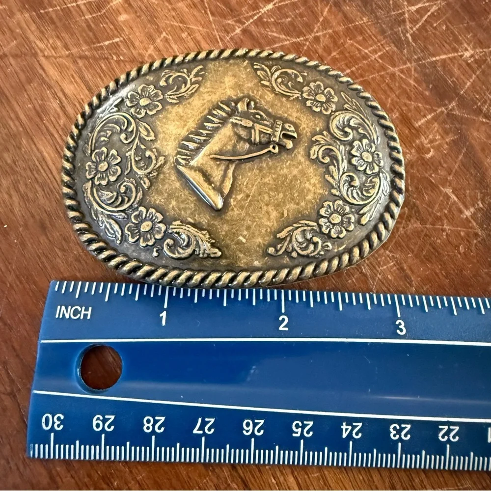 Vintage Horse Motif Belt Buckle Western Twisted Rope Equestrian Boho Rustic - Picture 6 of 9